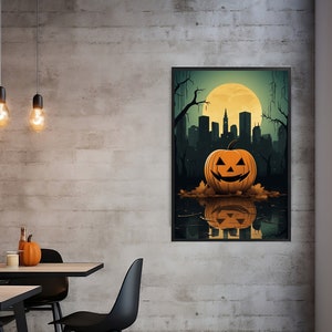 Retro Halloween Poster I Halloween Decor I Pumpkin Halloween Home Wall Decor I Retro Halloween Art