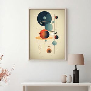 Bauhaus Poster, Midcentury Modern Wall Art, Geometric Abstract Art Print, Vintage Mid Century Modern Poster, Minimalist Retro Wall Art