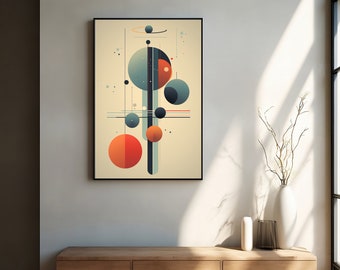 Bauhaus Abstract Geometric Line Art Poster I Mid Century Modern I Minimalistic Retro Wall Art I Kandinsky Design