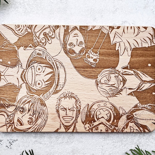 Frühstücksbrettchen "One Piece" personalisiert, Geschenk zum Geburtstag / Weihnachten / Anime