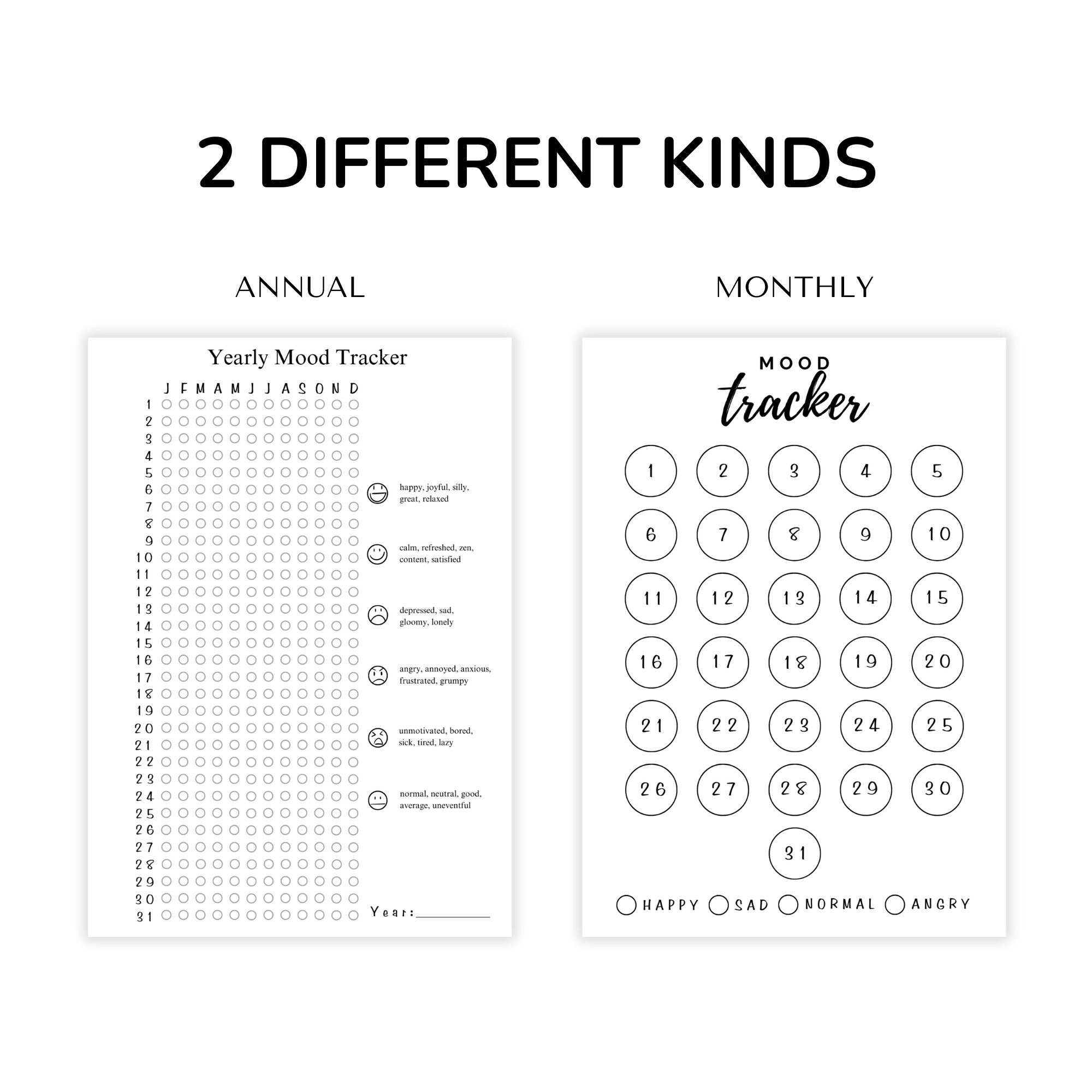 Mood Tracker Printable, Digital Mood Tracker, Printable Tracker ...