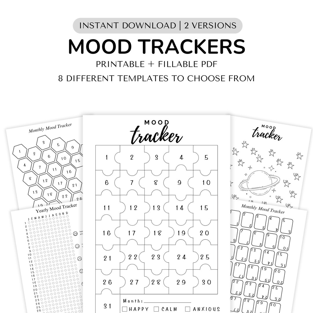 Mood Tracker Printable, Digital Mood Tracker, Printable Tracker ...