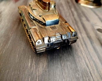 Antique Tank AMX 13 Table Lighter, 1970s Japan, Brass, Removable 