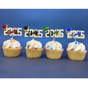 Graduation 2025 Cupcake Topper with Name – Personalized Grad Party Decoration, Custom School Toppers. Class of 2025 graduation