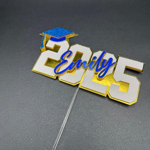 Personalized Graduation Cake Topper 2025 with Name and Cap – Custom Grad Party Decor – Class of 2025 Cake Decoration