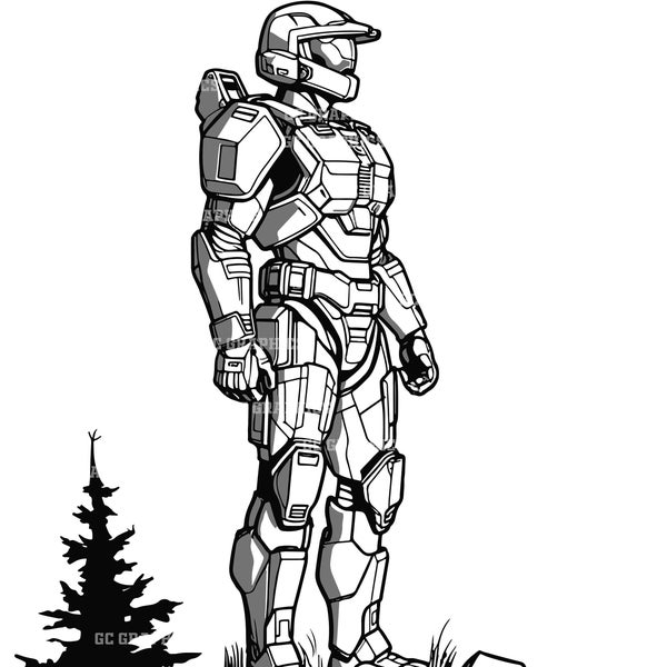 Master Chief Standing on Rock 2 color