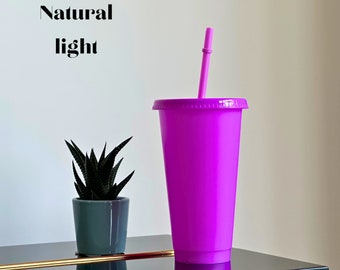 Blank cold cup, Hot pink, 24oz cup with straw and lid, Blank cup for personalisation, Starbucks tumbler, Party, Bridesmaid, Hen Party