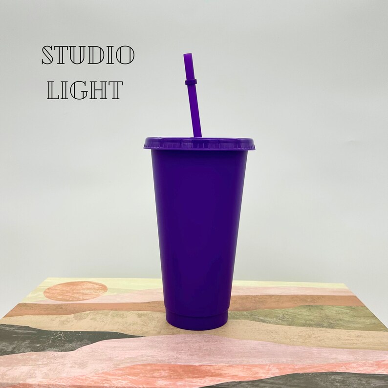 Blank cold cup, Purple cup, 24oz cup with straw and lid, Blank cup for personalisation, Starbucks tumbler, Party, Bridesmaid, Hen Party image 2