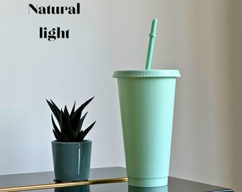 Blank cold cup, Pastel green, 24oz cup with straw and lid, Blank cup for personalisation, Starbucks tumbler, Party, Bridesmaid, Hen Party
