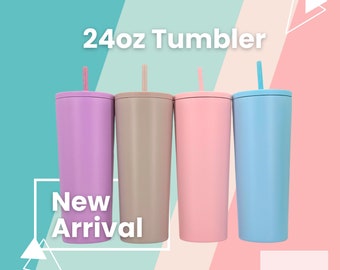 Insulated flask, 24oz tumbler, birthday gift, Gym/couple cup, Double-wall insulation, High-quality stainless steel, soft straw quencher