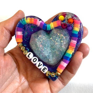 Love Rainbow Heavy Heart - Large Heart Weight