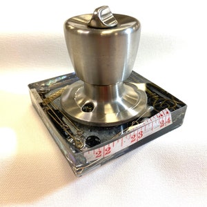 Vintage Thread Spool with Clothing Labels - 3.5" square Handled Weight