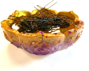 Boho Bowl - Large, Magnetic, Gold & Violet Bowl