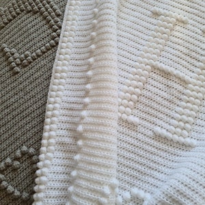 LETRA E, Patrón de manta de crochet para bebé, Inicial, Letra, Personalizada, Todas las letras del alfabeto disponibles, Corazones, Terminología del Reino Unido y los EE. UU.