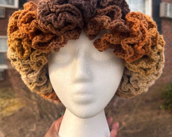 Trendy gehaakte boho-hoed met ruches