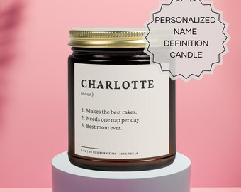 Name Definition Candle, Personalized Name Dictionary Candle, Custom Birthday Gift, Mother&#39;s Day Gift,Custom Best Friend Gift,Friendship Gift