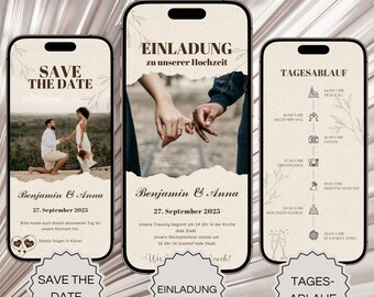 Digital wedding invitation canva, personalized wedding invitation electronic wedding invitation with daily schedule digital