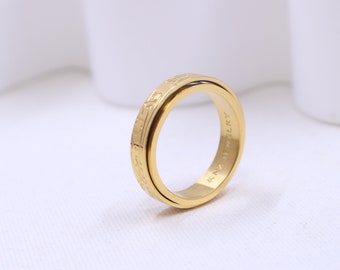Fidget Gold Ring | Quran Jewelry | 18k Gold Plated Jewelry | Waterproof | Tarnish Free | Eid Gift | Islam Jewelry | Anxiety Jewelry