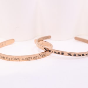 Personalized Cuff Bangle | Rose Gold Engraved Bracelets for Women | Stainless Steel | Handmade Custom | Bridesmaid Gift | Gift For Her
