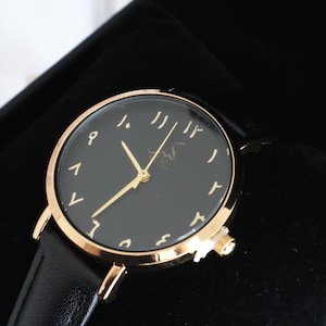 Gold Black Watch | Arabic Numeral Watch | Ramadan Gifts | Gifts For Her | Islamic Gift | Stainless Steel Watch | Women Watch | Eid Gift