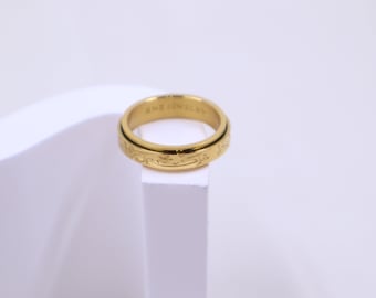 Islamic Ring | Quranic Jewelry | 18k Gold Plated Jewelry | Waterproof | Tarnish Free| Eid Gift | Ramadan Jewelry|Fidget Ring|Anxiety Jewelry