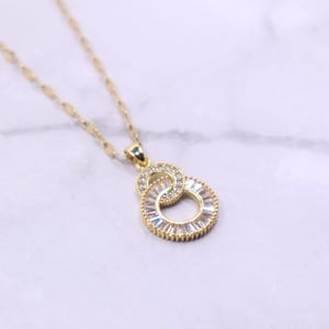 Crossover Zircon Necklace | Shiny Gemstone Jewelry | Bridesmaid Jewelry | 18K Gold Plated Stainless Steel | Waterproof | Gifts for Her