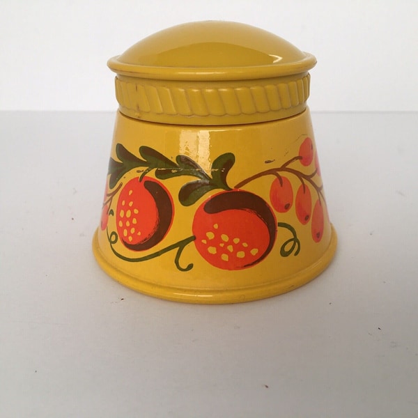 Vintage Avon Pennsylvania Dutch Perfumed Skin Softener Beauty Jar Yellow Orange