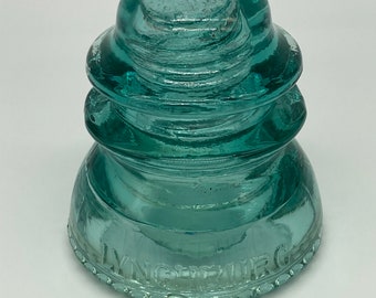 Vintage Lynchburg No. 44 Glass Insulator CD 154 Aqua Blue