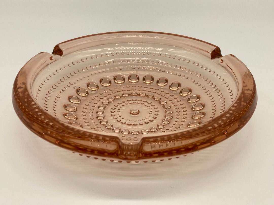 Vintage Pink Depression Glass Hobnail Ashtray Round Pink Etsy