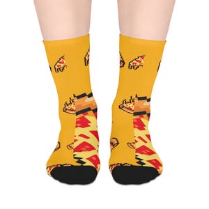 Pizza Party Mid-Length Socks | Fun & Quirky Footwear for Food Lovers, Gifts for Foodies, Casual Wear, Birthday Celebrations, Cozy Home Wear
