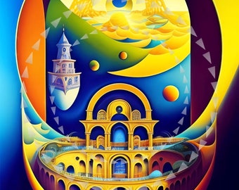 Evolution of Beauty: A 5-in-1 Journey through Architectural Forms and Abstract Realms in Wall Painting and AI Digital Art"