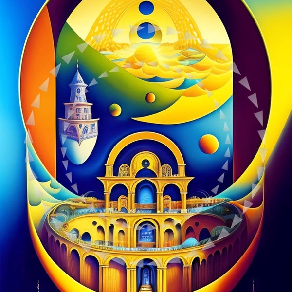 Evolution of Beauty: A 5-in-1 Journey through Architectural Forms and Abstract Realms in Wall Painting and AI Digital Art"