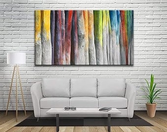 Rainbow Trees Panoramic Wall Art Print Framed XXL inch Over Ready to Hang  Print -