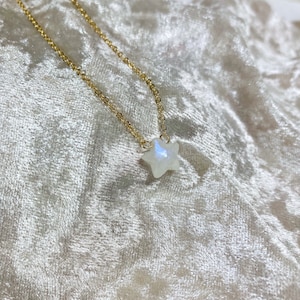 Rainbow moonstone star necklace