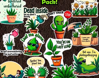 Funny plant stickers cute stickers waterproof custom stickers gardening gift sticker pack gifts for gardening plant mom plant dad gifts