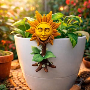 Sun Pot Hugger Planter Decor Plant Pot Accent Indoor Garden Decor Plant Lover Gift Resin Ornament For Desk Shelf Home Display Art Home Decor
