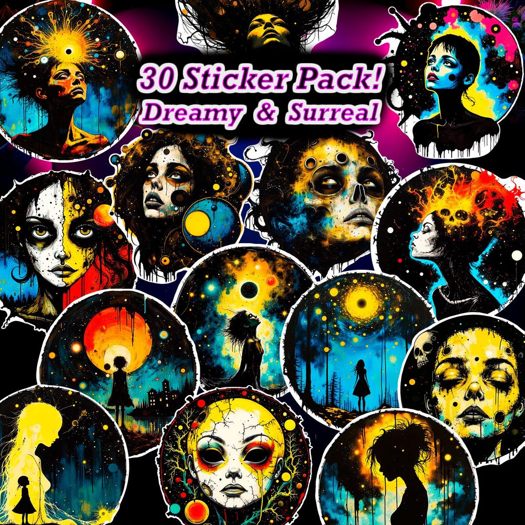 Spastic Sticker Psychedelic Sticker Set Soft Matte Vinyl Sticker for Planner Stickers ...