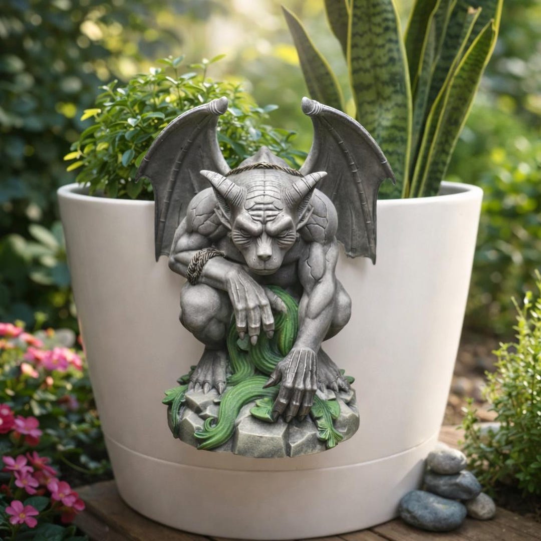 Gothic Rectangular Pot Gargoyle Pot Hugger Plant Pot Decor Gothic Planter Accent Indoor Garden ...