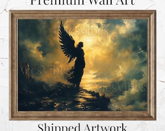 Angel Wall Art | Christian Religious Decor | Heavenly Angel Canvas Print | Spiritual Gallery Art | Framed Angel Painting