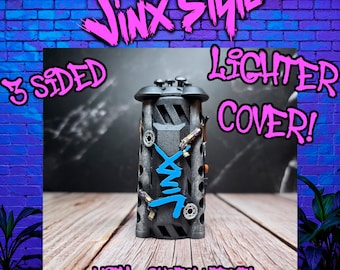 Jinx Lighter Case with Custom Text Bic Lighter Holder with Cigarette Storage Steampunk Joint Case Gift for Arcane Fan Jinx Accessories