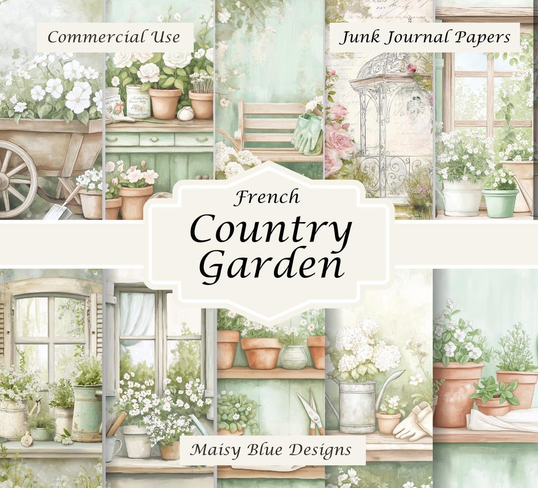 Country Garden Junk Journal Pages – Shabby Chic Cottage Floral (digital ...