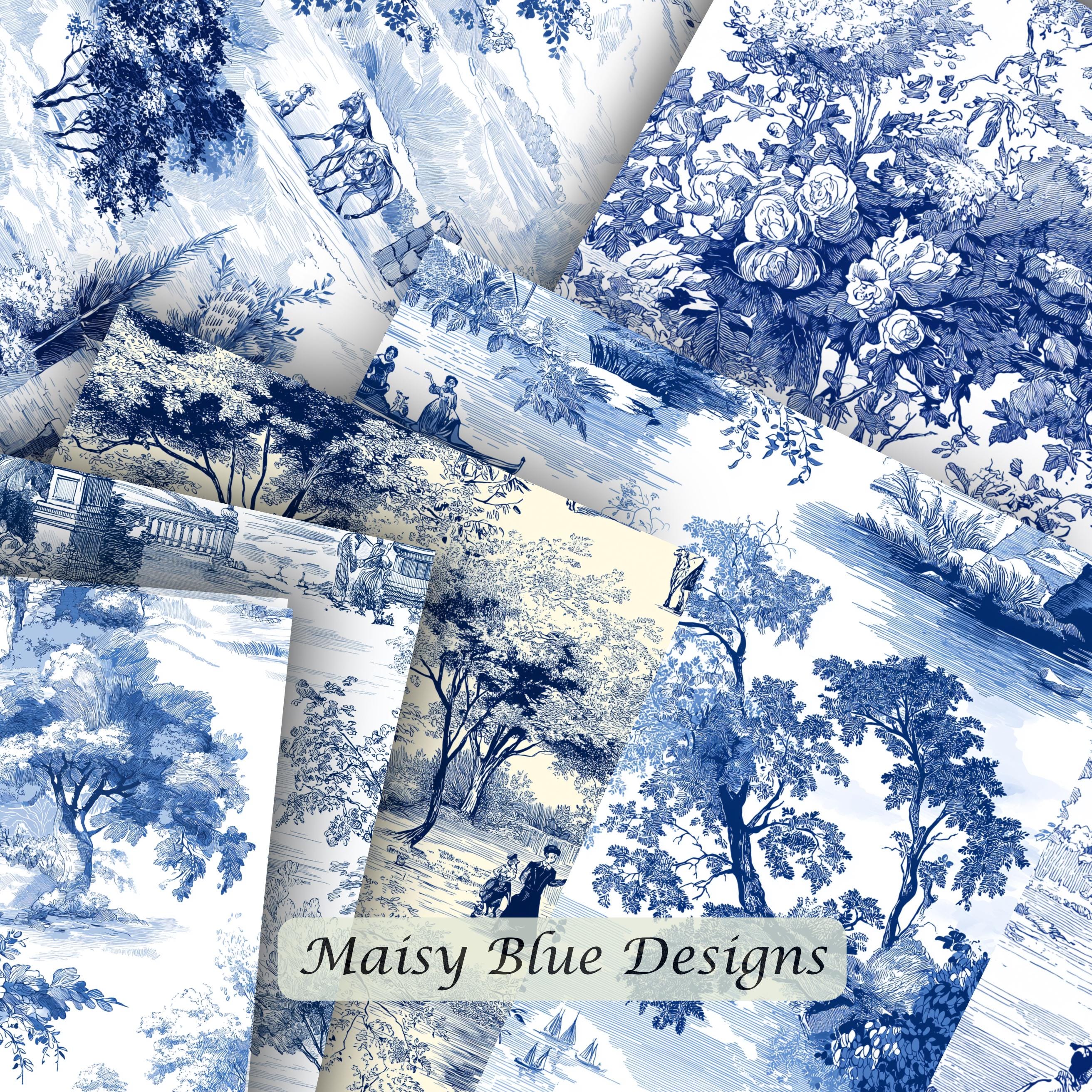 French Blue Toile De Jouy | Seamless Vintage Pattern (commercial ...