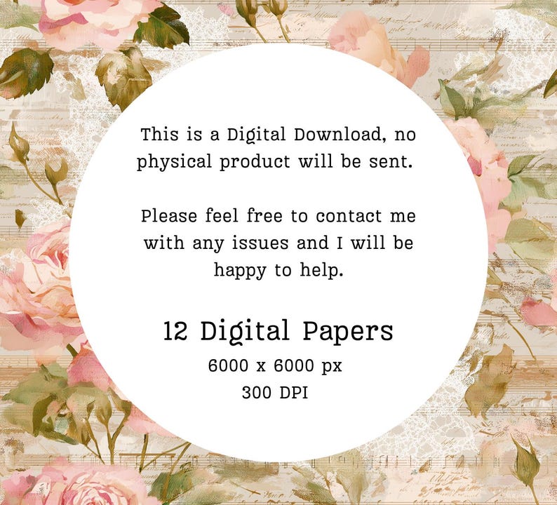 Shabby Chic Floral Seamless Patterns, Blush Rose Lace Digital Paper ...