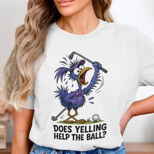 Grappig T-shirt golfvogel, cadeau golfer, Angry Birdie-T-shirt, helpt schreeuwen tegen de bal T-shirt, cartoon golf T-shirt, sportcadeau, golfliefhebber