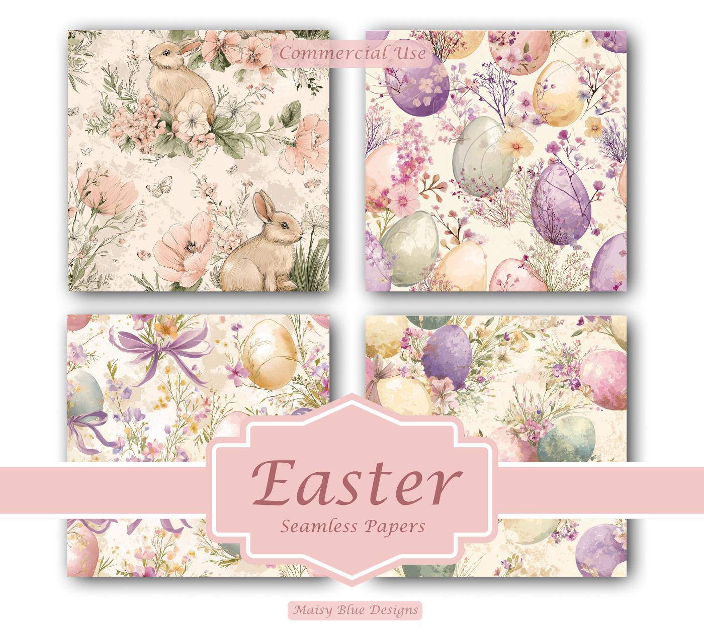 Shabby Chic Easter Digital Paper Pack, Pastel Floral Patterns (seamless ...