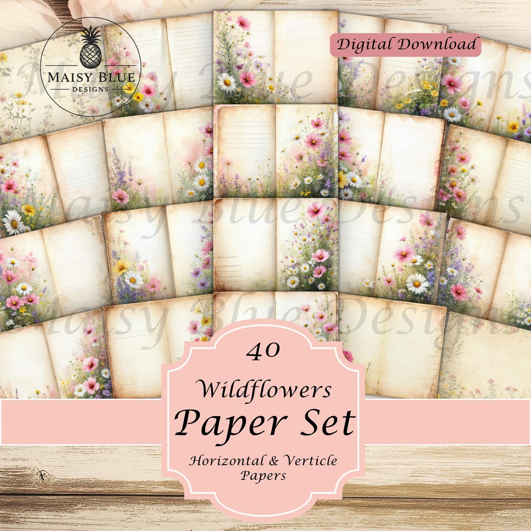 Wildflower Garden Junk Journal Pages – Printable Vintage Floral Set ...