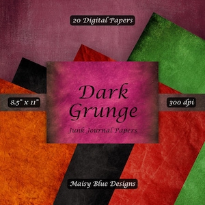 Dark Grunge Papers, Digital Download, Printable Backgrounds, Junk Journal Supplies, Distressed Textures, Crafting Kit, Commercial Use
