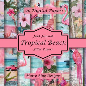 Beach Junk Journal Papers, Vintage Coastal Printables, Ocean Scrapbook Pages, Summer Digital Art, DIY Crafts
