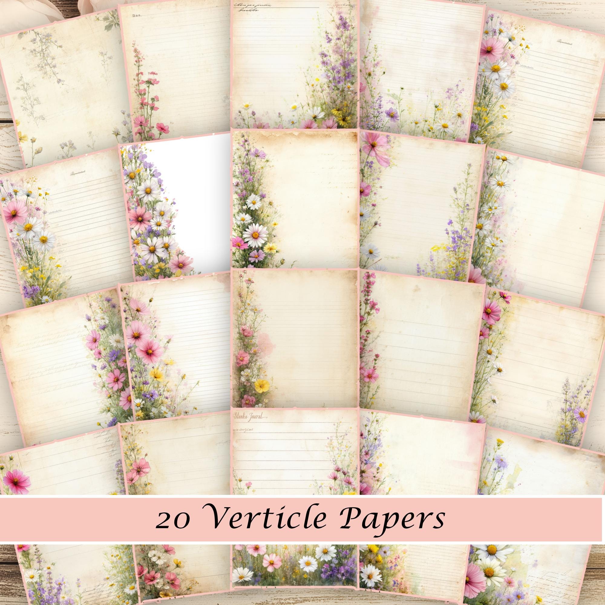 Wildflower Garden Junk Journal Pages – Printable Vintage Floral Set ...