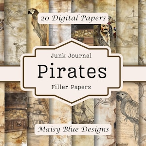 Carta da riempire per il diario "Pirate Treasure Island Junk Journal", diario vintage Junk Journal, download digitale, carte vintage, diario pirata Junk Journal stampabile